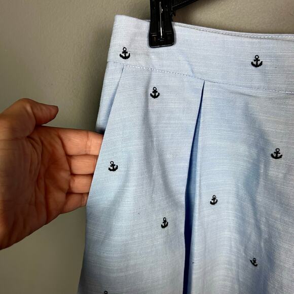 1901 Skort Size 10 Petite Pinstripe Chambray Anchors nautical preppy old money - Picture 5 of 8